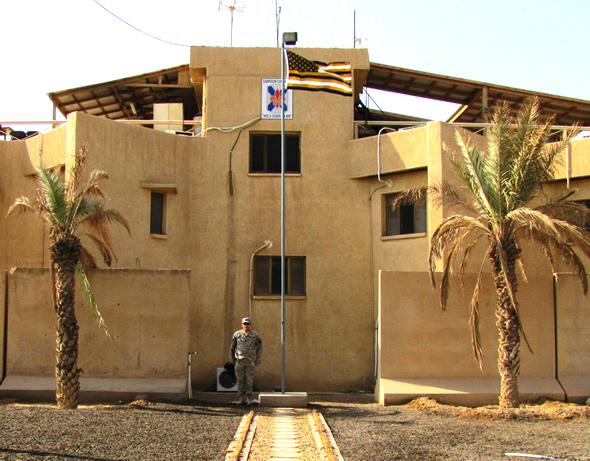 New Orleans Saints Flag displayed in Camp Taji, Iraq